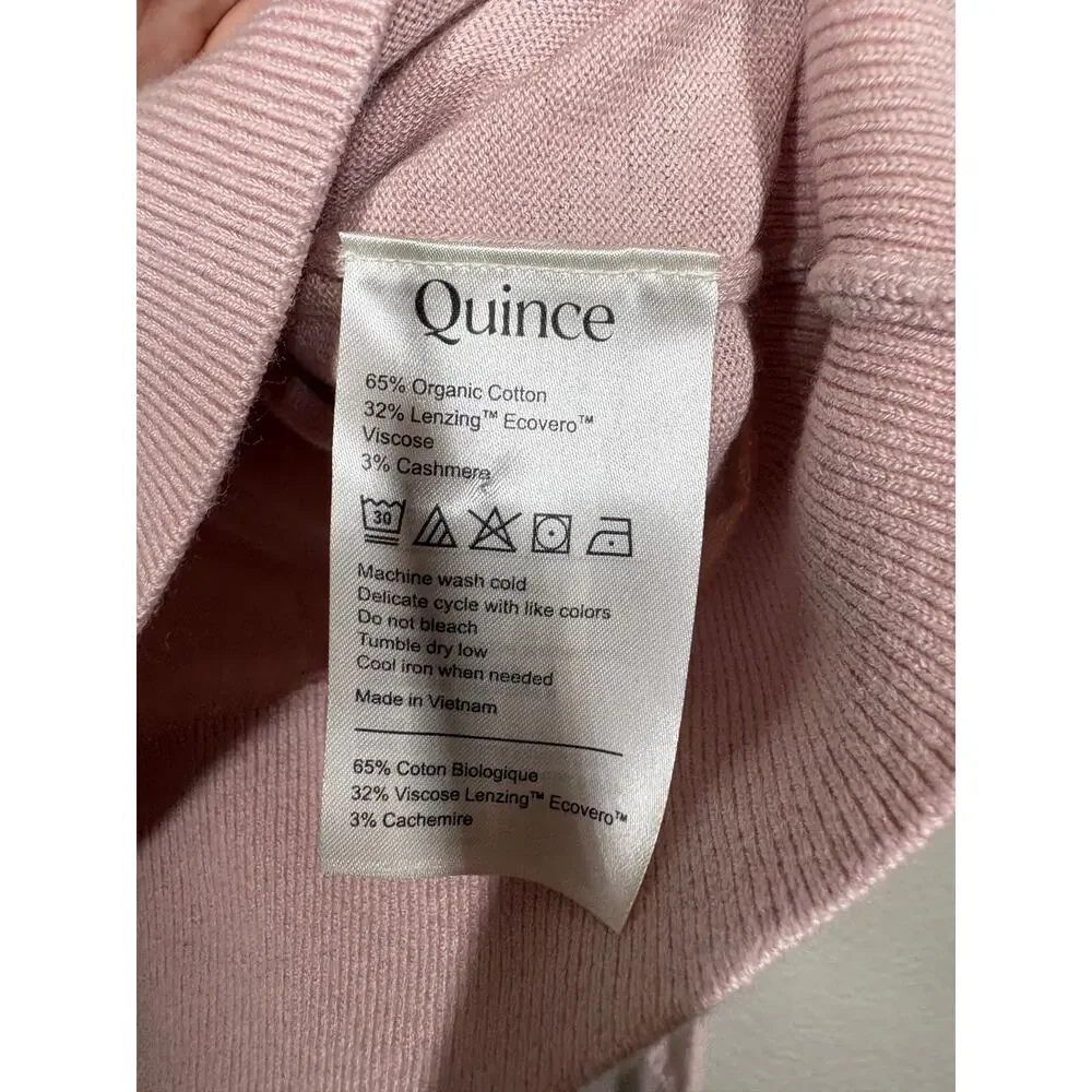 Quince XS Lightweight Cotton Cashmere Crew Sweater Sugar Stone Pink Pullover